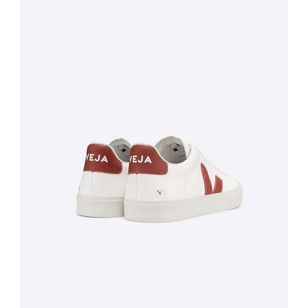 White/Red Men's Veja CAMPO CHROMEFREE Low Tops Sneakers | AU 201ZUT